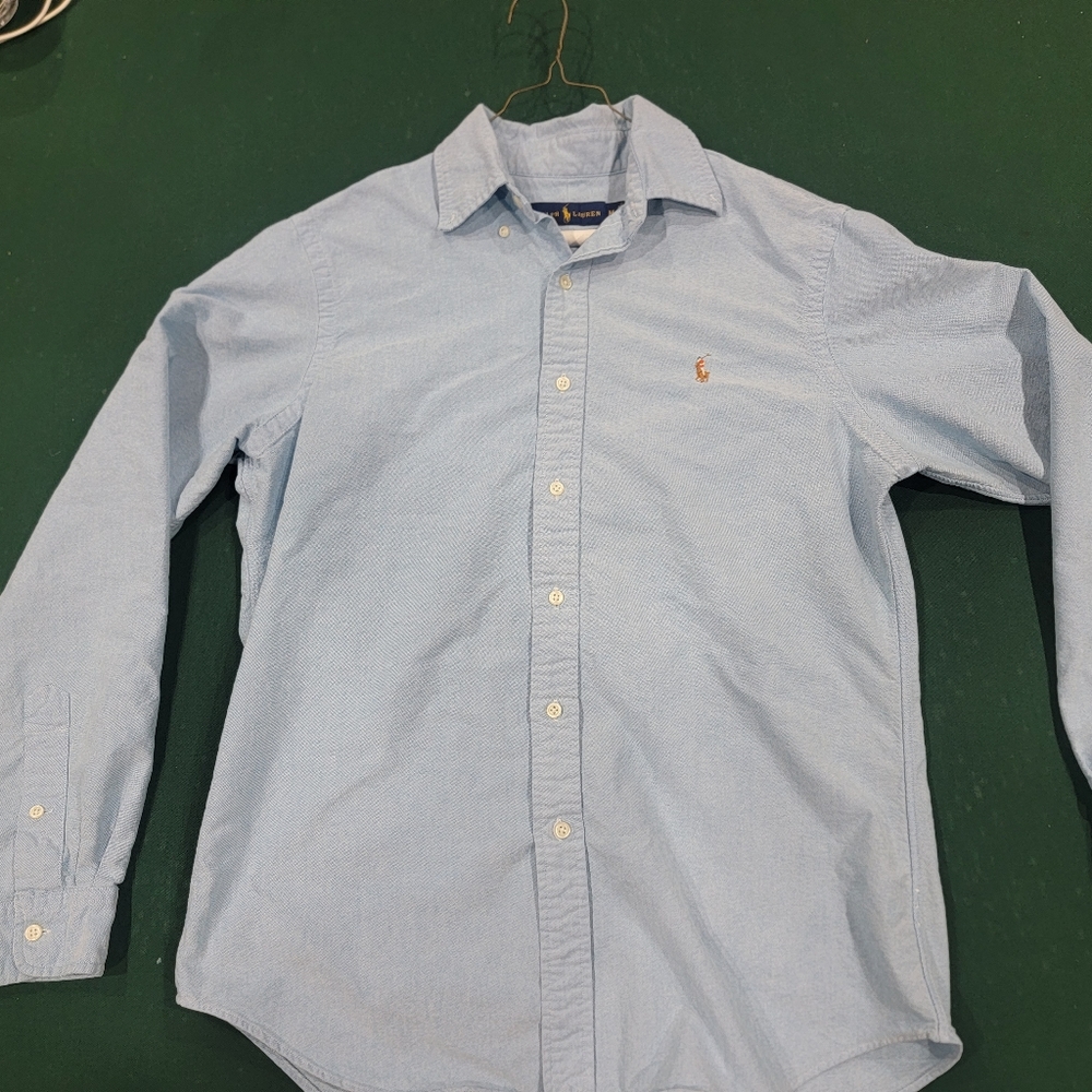 Polo Ralph Lauren Medium Dress Shirt Long Sleeve Blue Button-Up Formal Cotton